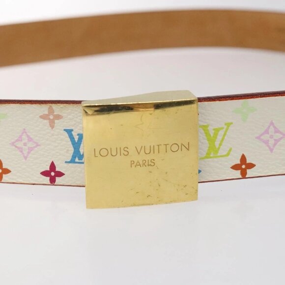 LOUIS VUITTON Monogram Multicolor Ceinture Carre Belt White - Picture 11 of 14
